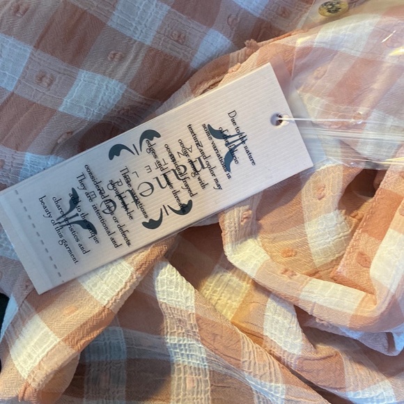 Womens Nanette Lepore Long Sleeve Dobby Gingham Tie Neck Blouse. XS - Picture 7 of 7